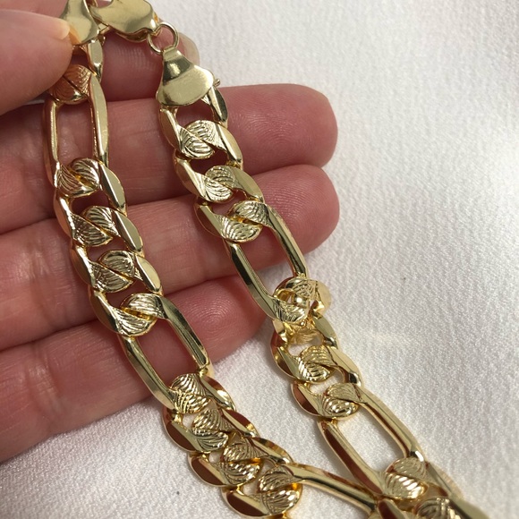 18k Gold Filled Diamond Cut Men Bracelet - Picture 2 of 4